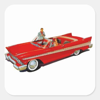 1957 Plymouth Belvedere Convertible Coupe Square Sticker by Dozzle at Zazzle