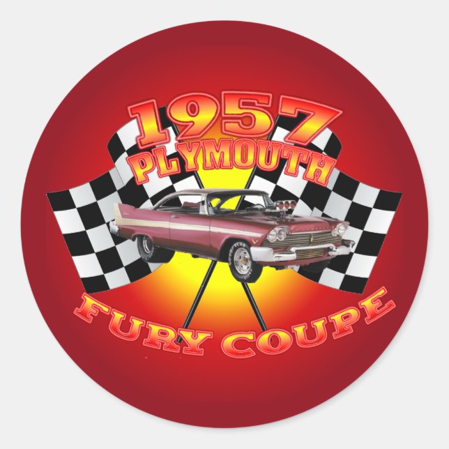 1957 Plymouth Fury Coupe Stickers. Classic Round Sticker (Front)