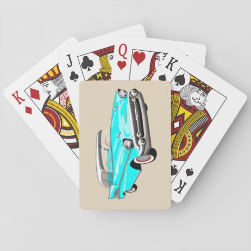 1957 Shoebox Playing Cards in Aqua Blue and White