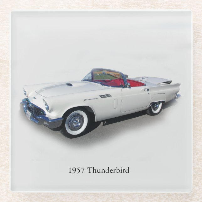 1957 Thunderbird glass coaster (Front)