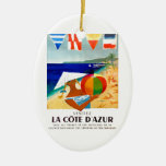 1957 Visitez La Cote D’azur French Travel Poster Ceramic Ornament at Zazzle