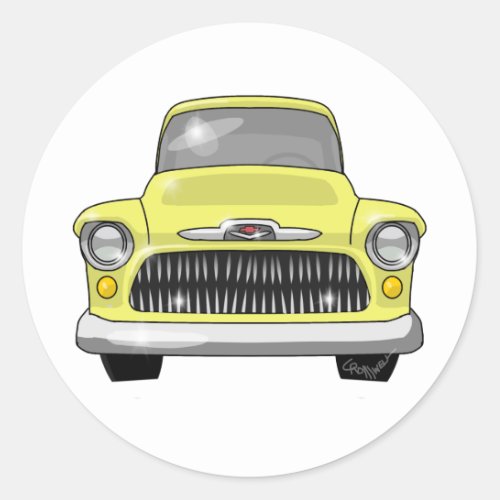 1957 Yellow Chevy Pickup Classic Round Sticker