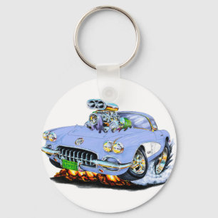 1958-60 Corvette Light Blue Car Keychain