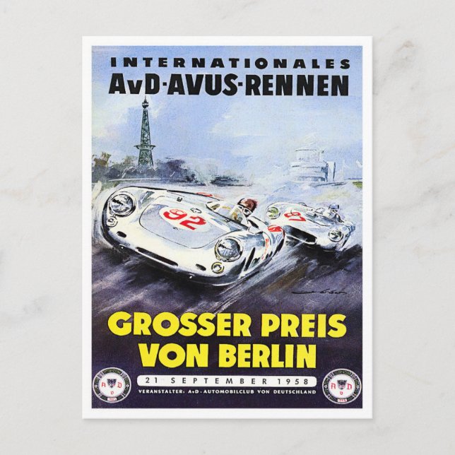 1958 Berlin Grand Prix vintage racing Postcard (Front)