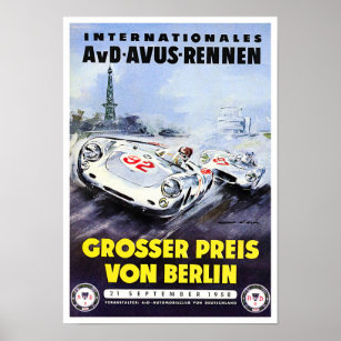 1958 Berlin Grand Prix vintage racing Poster