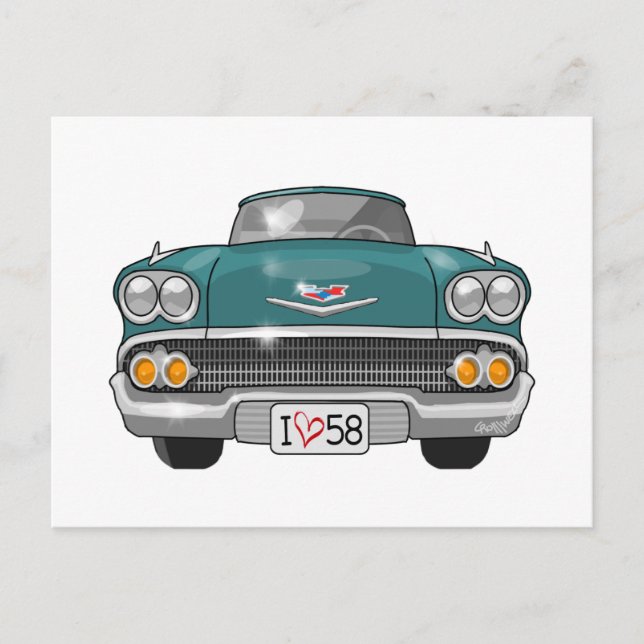 1958 Chevrolet Impala Postcard (Front)