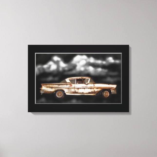 1958 Chevy Bel Air,junkyard car,classic car,rusty Canvas Print (Front)
