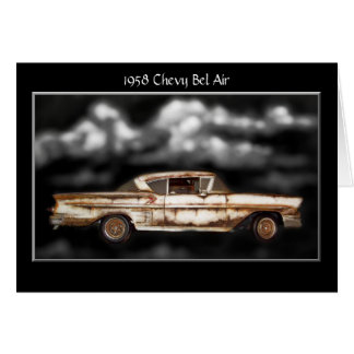 1958 Chevy Bel Air,junkyard car,classic car,rusty Cards