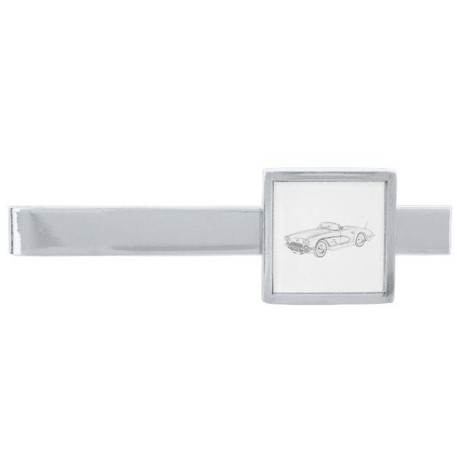 1958 Chevy Corvette Silver Finish Tie Clip (Front)