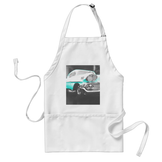 1958 chevy impala bright blue classic car adult apron (Front)