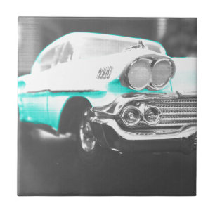 1958 chevy impala bright blue classic car ceramic tile