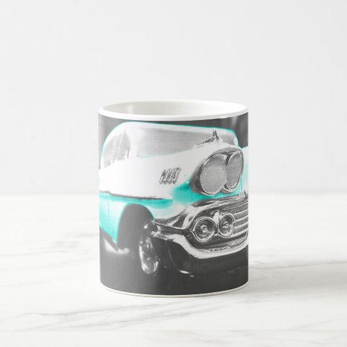 1958 chevy impala bright blue classic car coffee mug