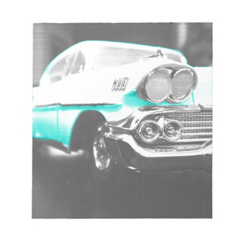 1958 chevy impala bright blue classic car notepad