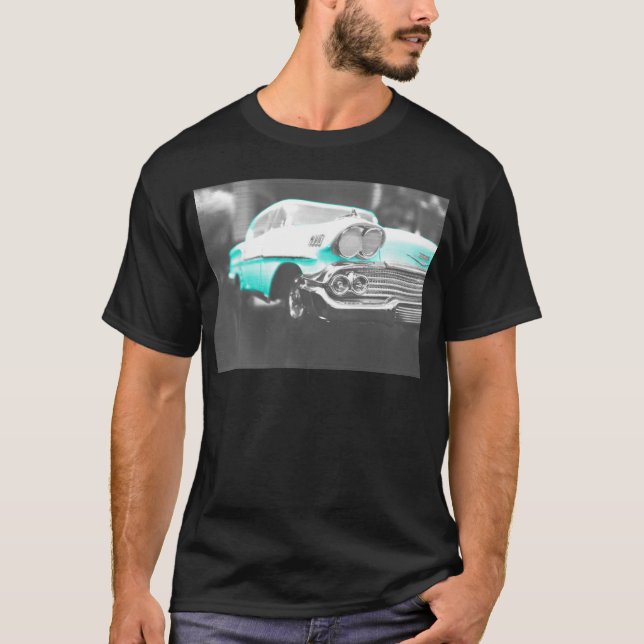 1958 chevy impala bright blue classic car T-Shirt (Front)