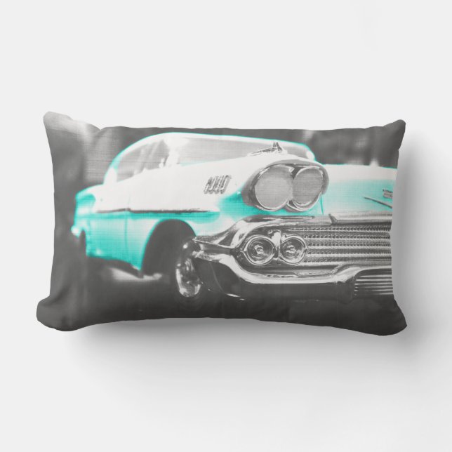 1958 chevy impala bright blue lumbar pillow (Front)