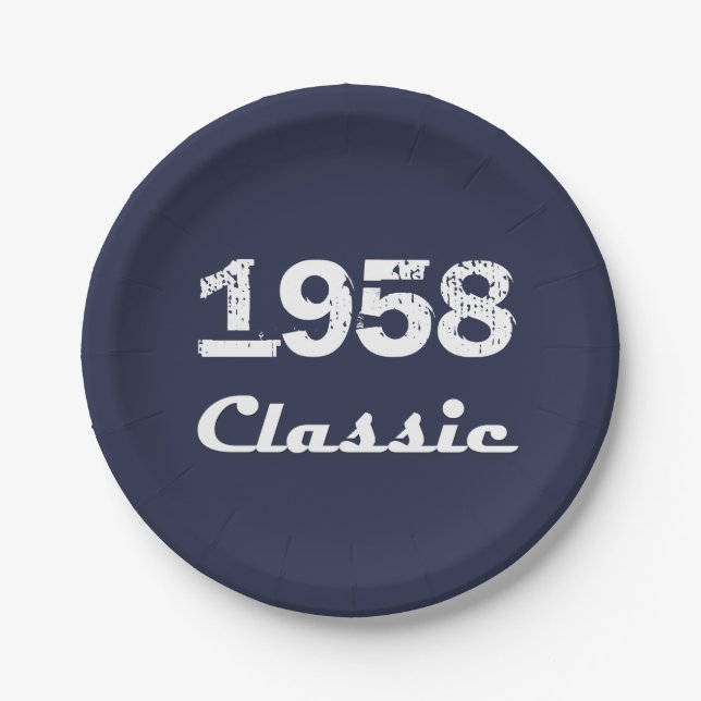 1958 Classic 60th Birthday Party Celebration Paper Plates (Front)