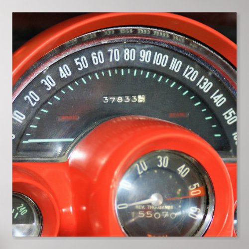 1958 Classic Sports Car Speedometer Foil Prints