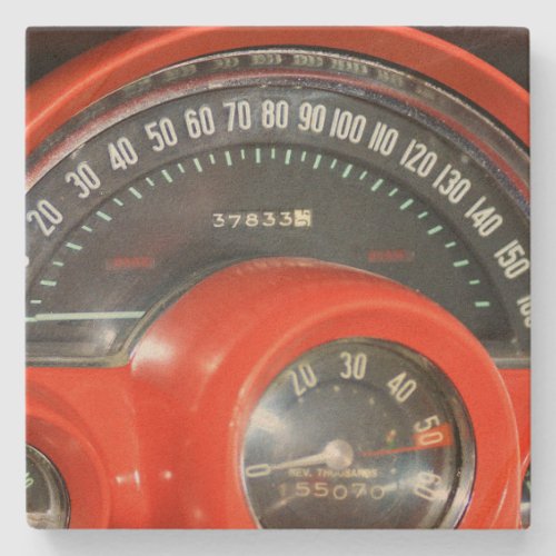 1958 Classic Sports Car Speedometer in Color Stone Coaster
