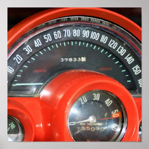1958 Classic Sports Car Speedometer Poster