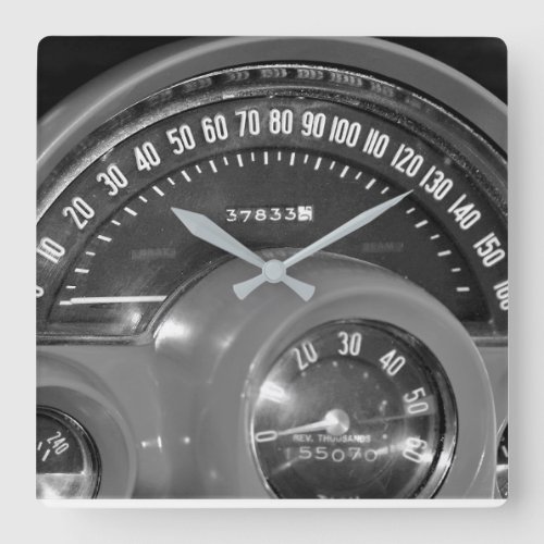1958 Classic Sports Car Speedometer Square Wall Clock