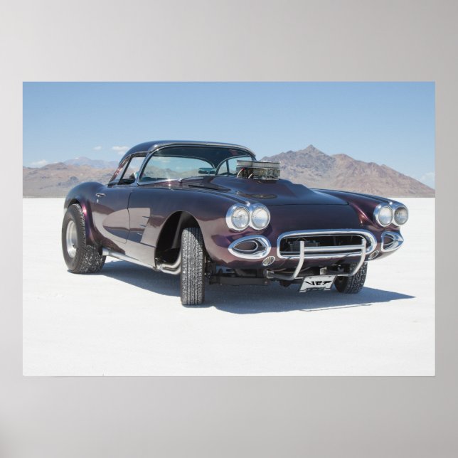1958 corvette race car on the salt flats poster (Front)