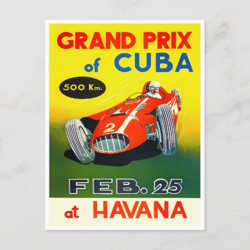 1958 Havana Cuba Grand Prix vintage racing Postcard