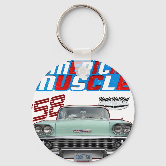 1958,Impala,Rockabilly,rusty car,distressed,Tailfi Keychain (Front)