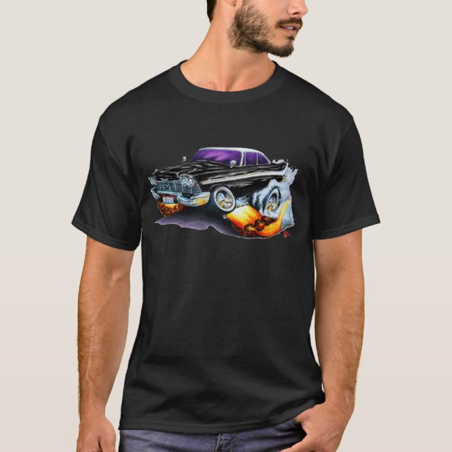 1958 Plymouth Fury Black Car T-Shirt (Front)