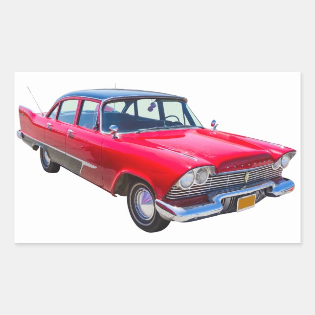 1958 Plymouth Savoy Classic Antique Car Rectangular Sticker (Front)