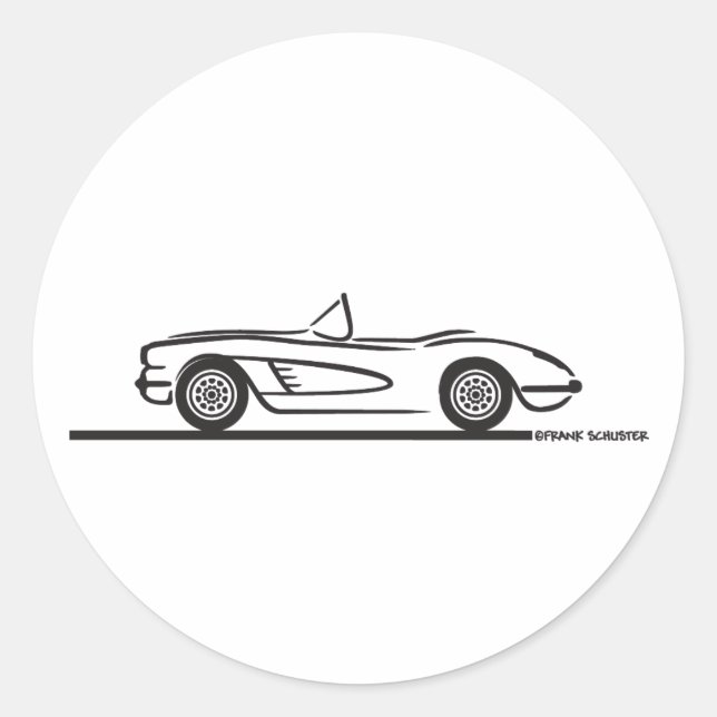 1959 1960 Chevrolet Corvette Classic Round Sticker (Front)