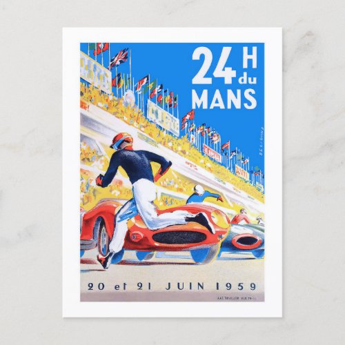 1959 24 Hours of Le Mans Poster Art  Postcard