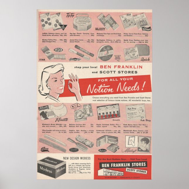 1959 Ben Franklin Ad Poster (Front)