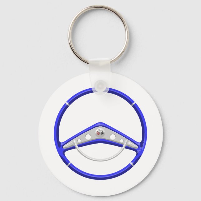 1959 Blue Chevrolet Steering Wheel Keychain (Front)