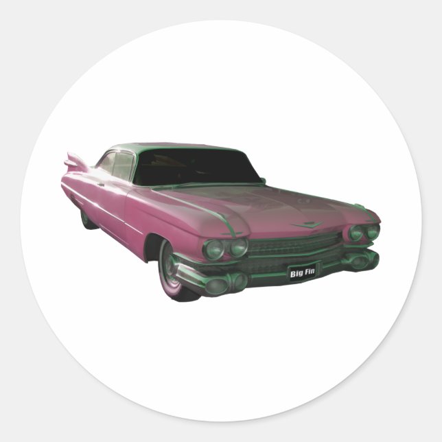 1959 Caddilac Big Pink Fins Classic Round Sticker (Front)
