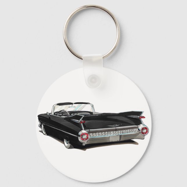 1959 Cadillac Black Car Keychain (Front)