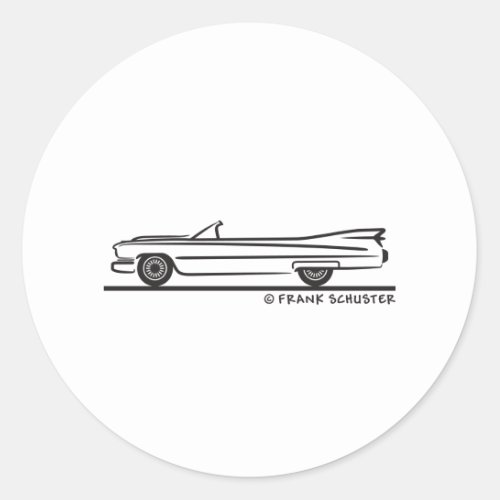 1959 Cadillac Convertible Classic Round Sticker