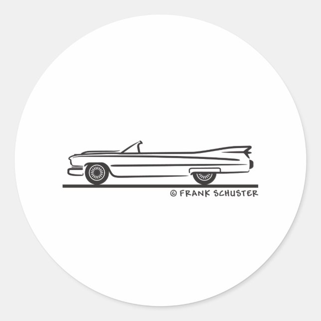 1959 Cadillac Convertible Classic Round Sticker (Front)