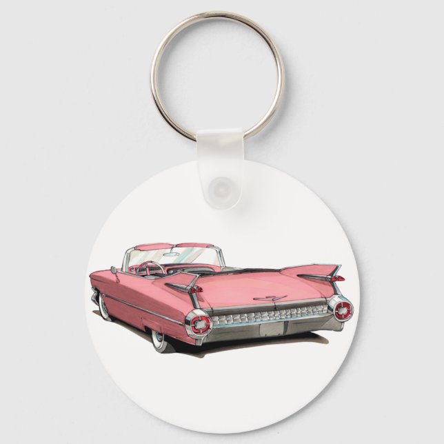 1959 Cadillac Pink Car Keychain (Front)