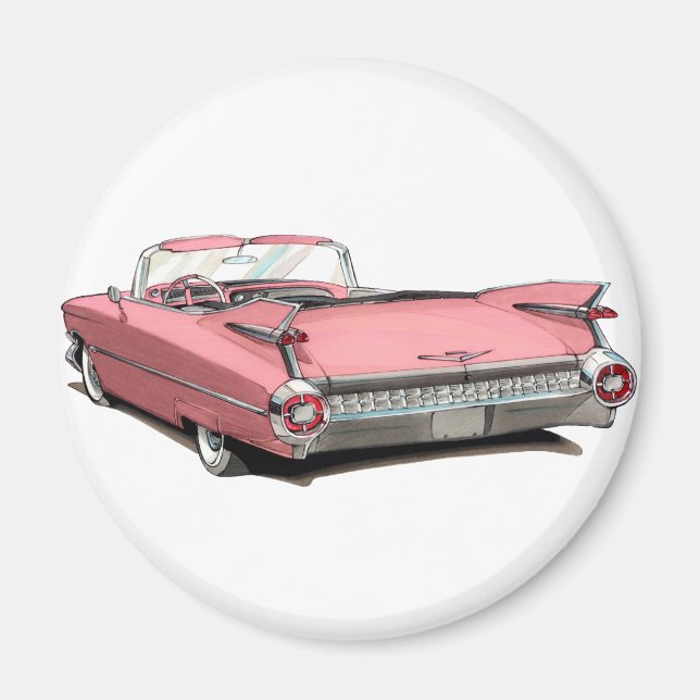 1959 Cadillac Pink Car Magnet (Front)