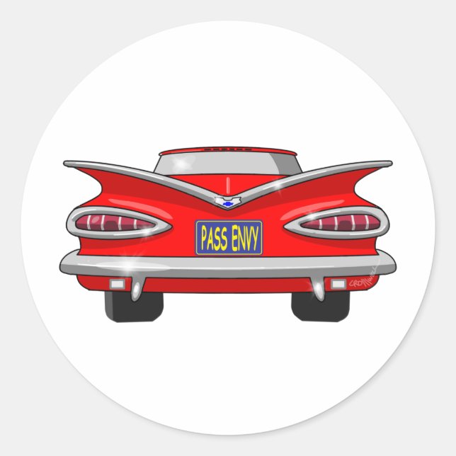 1959 Chevrolet Chevy Impala Pass Envy Classic Round Sticker (Front)
