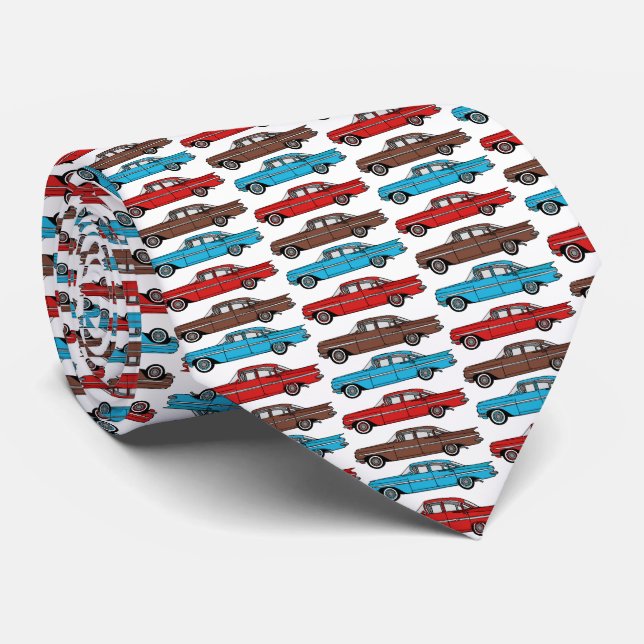 1959 Chevy Impala classic cars Neck Tie (Rolled)
