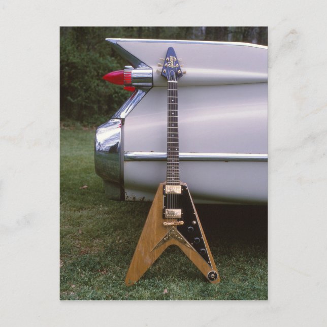 1959 Futuristic Electric Guitar & Car Postcard (Front)