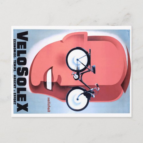 1959 Solex Powered Bicycle Advertising Poster Postcard