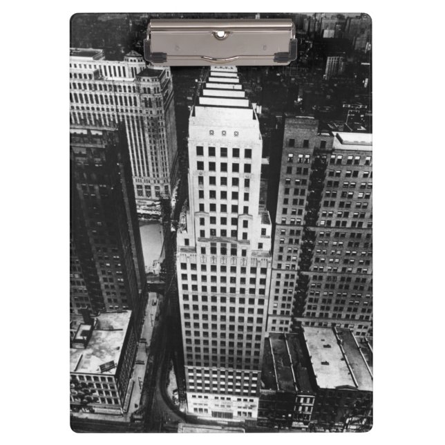 1960:  An aerial view of a Chicago skyscraper Clipboard (Front)