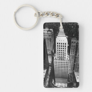 1960: An aerial view of a Chicago skyscraper Keychain