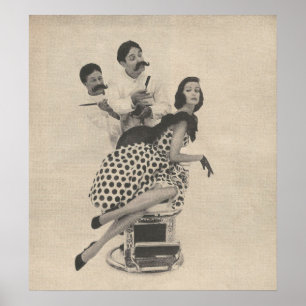 1960 Barber Shop Beauty Fashion Poster