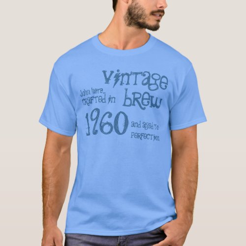 1960 Birthday Gift 55th Vintage Brew Blue Denim V3 T_Shirt