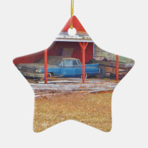 1960 BLUE SADAND DEVILLE Antique car Ceramic Ornament