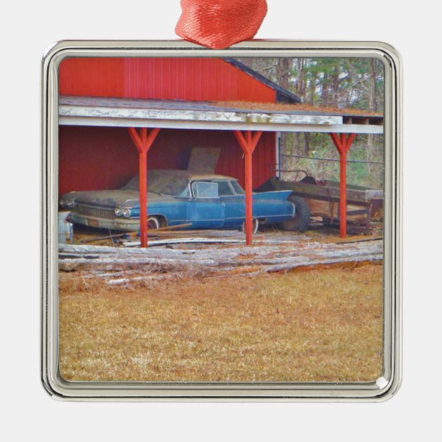 1960 BLUE SADAND DEVILLE Antique car Metal Ornament (Front)