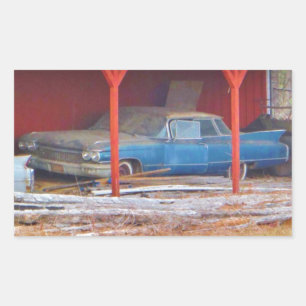 1960 BLUE SADAND DEVILLE Antique car Rectangular Sticker